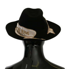 Dolce & Gabbana Schwarzer Lapin Amor Gignit Panama-Hut mit breiter Krempe