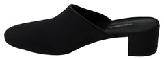 Dolce & Gabbana Schwarze Grosgrain Pantoletten Sandalen Damen Schuhe
