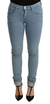 Acht Blue Cotton Stretch Hem Slim Fit Dames Jeans