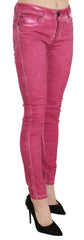 PLEIN SUD Pink Velvet Mid Waist Skinny Trouser Pants