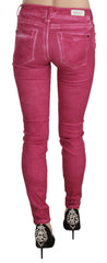PLEIN SUD Pink Velvet Mid Waist Skinny Trouser Pants