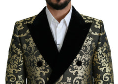 Dolce & Gabbana Schwarzer Gold-Jacquard-Langer Mantel SICILIA Jacke
