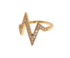 Nialaya Gold 925er Silber Damenring mit klaren Zirkonias 18K