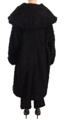 Dolce & Gabbana Schwarzer Mohair Pelz Cape Trenchcoat Jacke