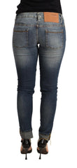 Acht Blue Washed Cotton Low Waist Skinny Denim Damenjeans