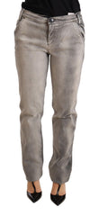 Ermanno Scervino Grau gewaschene Low-Waist Skinny Hose Baumwolljeans