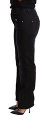 Ermanno Scervino Schwarze gewaschene gerade Jeans aus Baumwolle