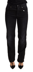 Ermanno Scervino Schwarze gewaschene gerade Jeans aus Baumwolle