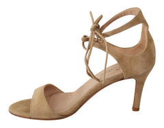 Maria Christina Beige Wildleder Knöchelriemen Pumps Schuhe