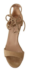 Maria Christina Beige Wildleder Knöchelriemen Pumps Schuhe