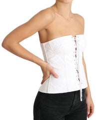 Dolce & Gabbana Weißes PALERMO Bustier Baumwoll-Top Korsett