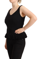 Ermanno Scervino Schwarzes ärmelloses Baumwoll-Tanktop Freizeit-Oberteil