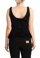 Ermanno Scervino Schwarzes ärmelloses Baumwoll-Tanktop Freizeit-Oberteil