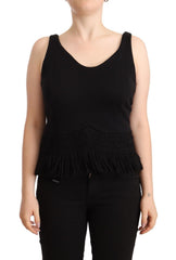 Ermanno Scervino Schwarzes ärmelloses Baumwoll-Tanktop Freizeit-Oberteil