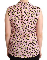 Love Moschino Rosa Leopardenmuster Ärmelloses Polohemd mit Kragen