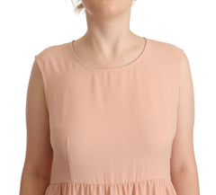 Twinset Beiges Polyester Ärmelloses Etuikleid Knielang
