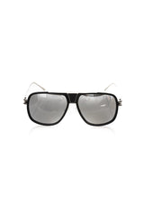 Frankie Morello Schwarze Metallicfaser-Sonnenbrille für Herren