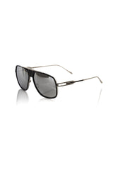 Frankie Morello Schwarze Metallicfaser-Sonnenbrille für Herren