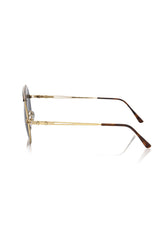 Frankie Morello Braune Herrensonnenbrille aus Metallic-Fasern