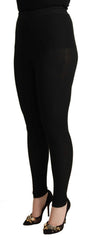 Dolce & Gabbana Schwarze Kaschmir-Stretchhose mit Gummibund