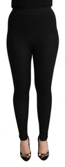 Dolce & Gabbana Schwarze Kaschmir-Stretchhose mit Gummibund