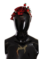 Dolce & Gabbana Rotes Tiara-Haarband mit Beerenfrüchten, Kristallen und Schleife