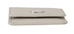 Dolce & Gabbana Weißes Dauphine Leder Halter Etui Brieftasche Kondometui