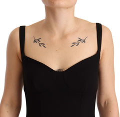 Dolce & Gabbana Schwarzes Etuikleid aus Wolle-Stretch mit ausgestelltem Rockteil