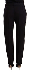 Dolce & Gabbana Black Mid Waist Skinny Trouser Wool Pants