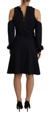 Twinset schwarzes A-Linien-Kleid mit langen Ärmeln und offener Schulter