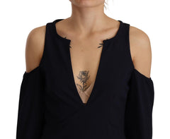 Twinset schwarzes A-Linien-Kleid mit langen Ärmeln und offener Schulter