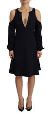Twinset schwarzes A-Linien-Kleid mit langen Ärmeln und offener Schulter