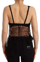 Dolce & Gabbana Schwarzes Babydoll-Top aus Seide mit Spitze und Nylon
