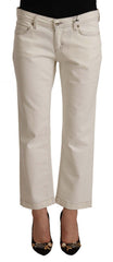 Dolce & Gabbana Off-White Baumwolle Flared Cropped Jeans