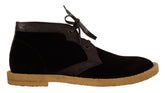 Dolce & Gabbana Braune Stiefel aus Samt und exotischem Leder