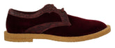 Dolce & Gabbana Bordeauxrote Samtschuhe aus exotischem Leder