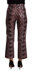 House of Holland Mehrfarbige Floral-Jacquard-Schlaghose mit verkürztem Schnitt