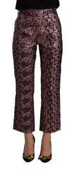 House of Holland Mehrfarbige Floral-Jacquard-Schlaghose mit verkürztem Schnitt
