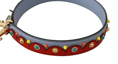 Dolce & Gabbana Schulterriemen aus blauem und rotem Leder, blaues Handtaschen-Accessoire