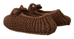 Dolce & Gabbana Braune Slip-On Ballerina-Schuhe aus Wolle und Strick