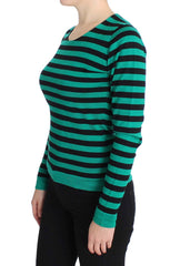 Dolce & Gabbana Grün Schwarz Seide Kaschmir Pullover