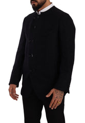 Dolce & Gabbana Graue Alpaka Knopfleiste Herren Mantel Jacke