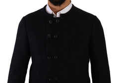Dolce & Gabbana Graue Alpaka Knopfleiste Herren Mantel Jacke