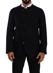 Dolce & Gabbana Graue Alpaka Knopfleiste Herren Mantel Jacke