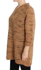 PINK MEMORIES Brauner Strickpullover aus Wollmischung in Übergröße