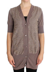 PINK MEMORIES Purple Lace Cotton Cardigan Sweater