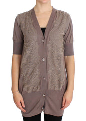 PINK MEMORIES Lila Spitzenstrickjacke aus Baumwolle