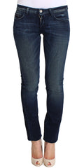 Costume National Blue Washed Baumwoll-Skinny-Jeans mit schmaler Passform