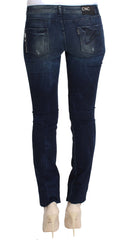 Costume National Blue Washed Baumwoll-Skinny-Jeans mit schmaler Passform