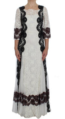 Dolce & Gabbana Bodenlanges Abendkleid aus weißer Blumenspitze